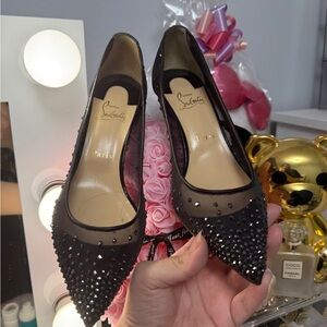 Christian Louboutin Black Mesh Studded Heels 🎀